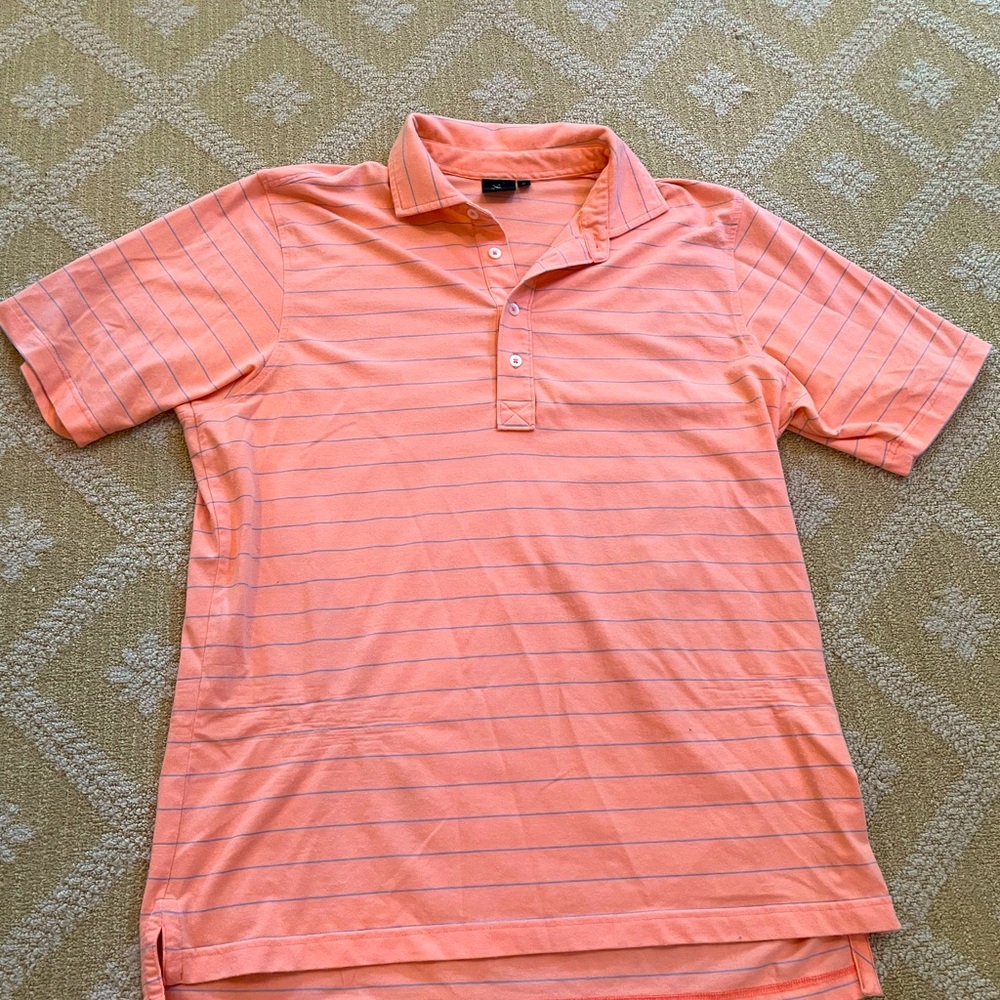 Orange and Blue Striped Golf Polo